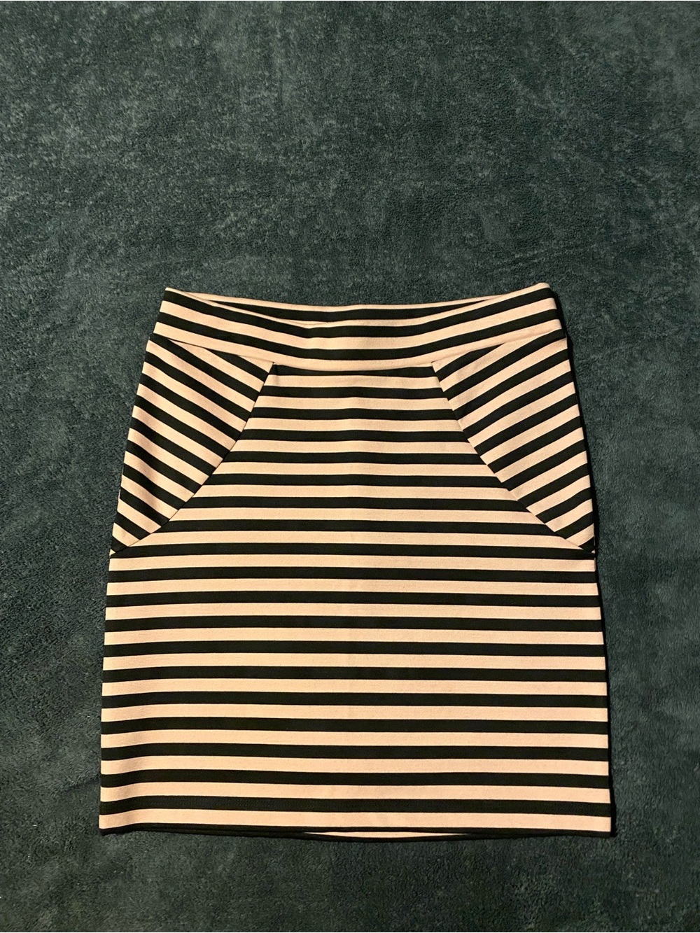 Charlotte Russe Black and Cream Striped Pencil Skirt